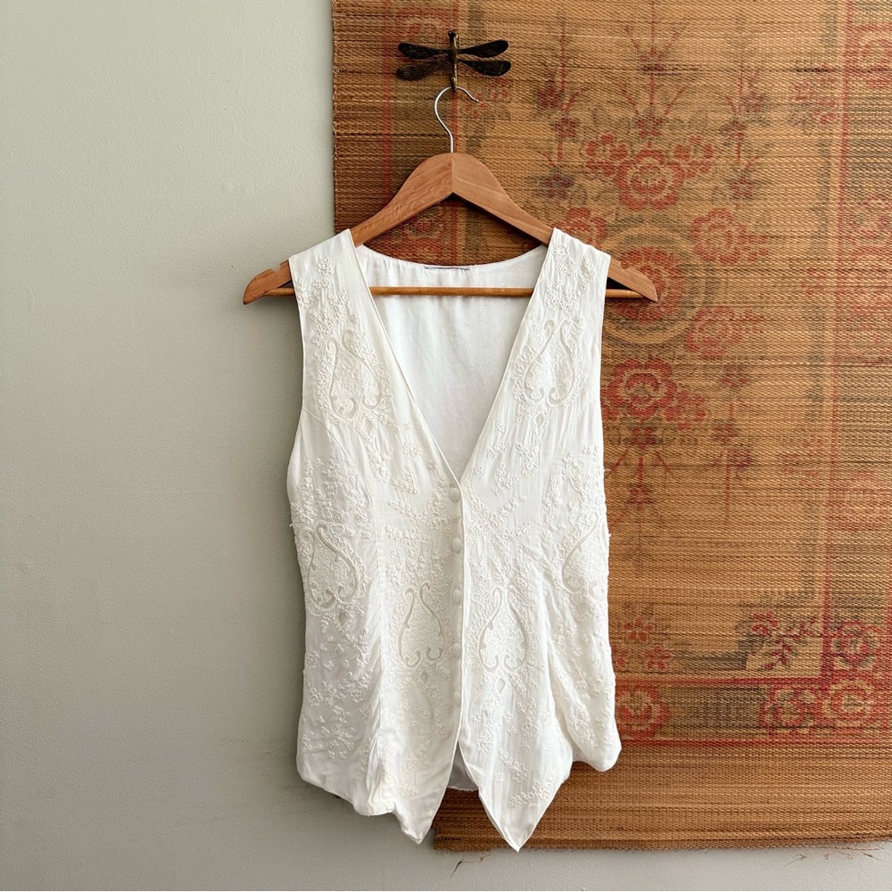 Vintage White Embroidered Tank Top